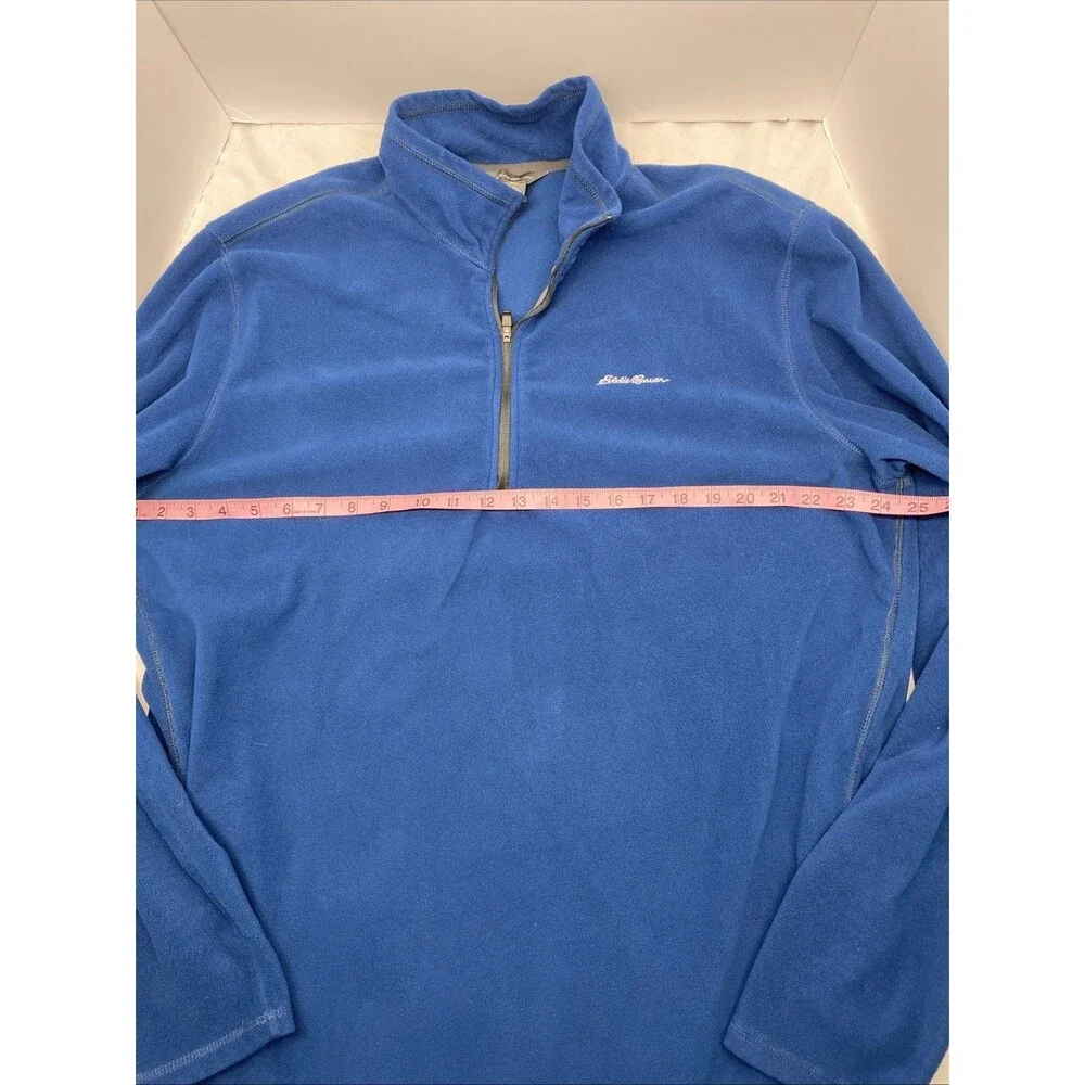 Eddie Bauer Men's TXL Tall Extra Large Blue 1/4 Zip Fleece Pullover Sweater